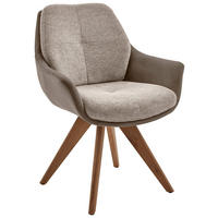 ARMLEHNSTUHL  in Webstoff, Mikrofaser  - Taupe/Wildeiche, Design, Holz/Textil (62/83,5/65cm) - Valnatura
