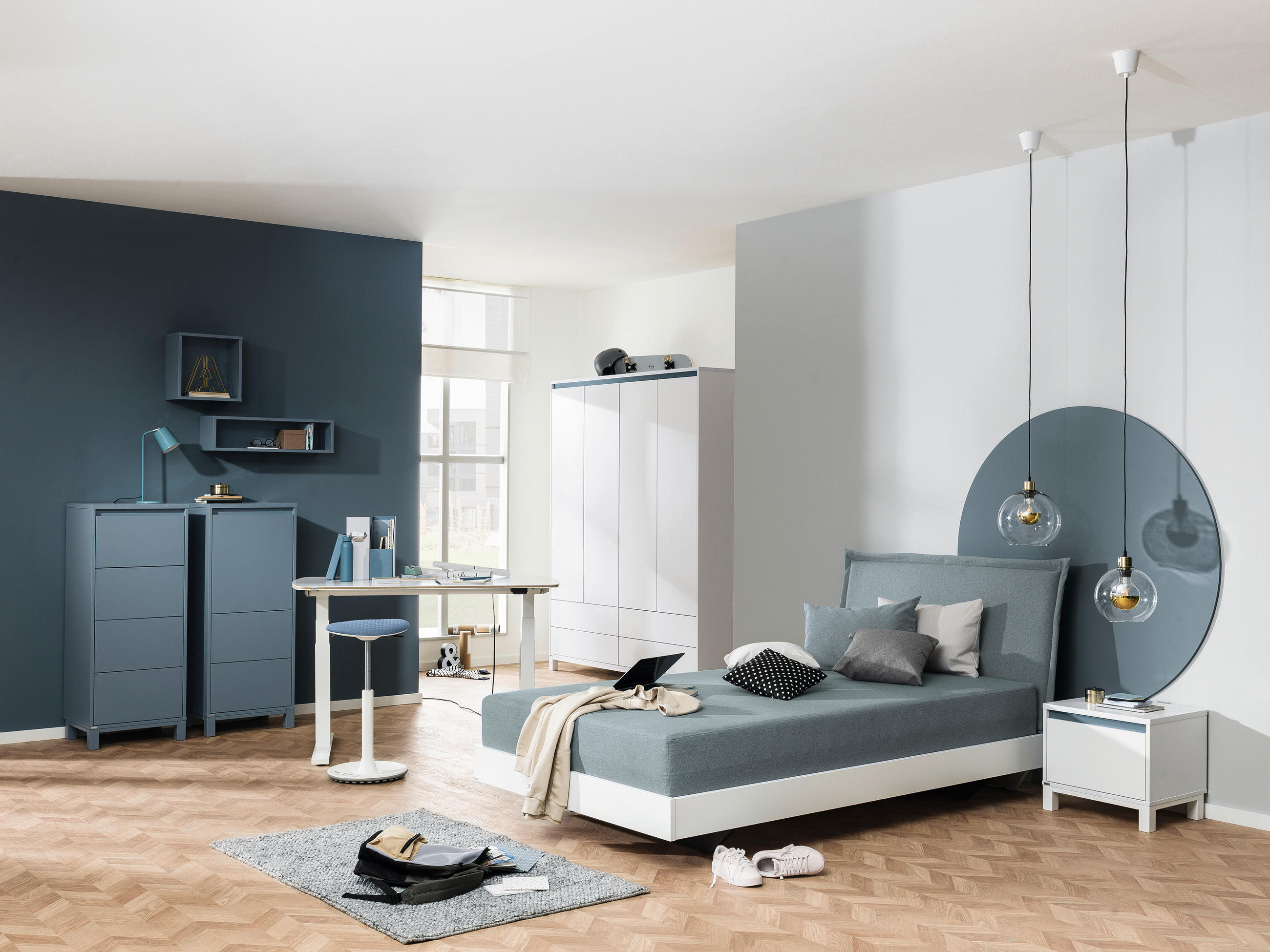 NACHTSCHRANK 48,4/42,9/40,1 cm  - Blau/Weiß, Basics, Holzwerkstoff (48,4/42,9/40,1cm) - Paidi