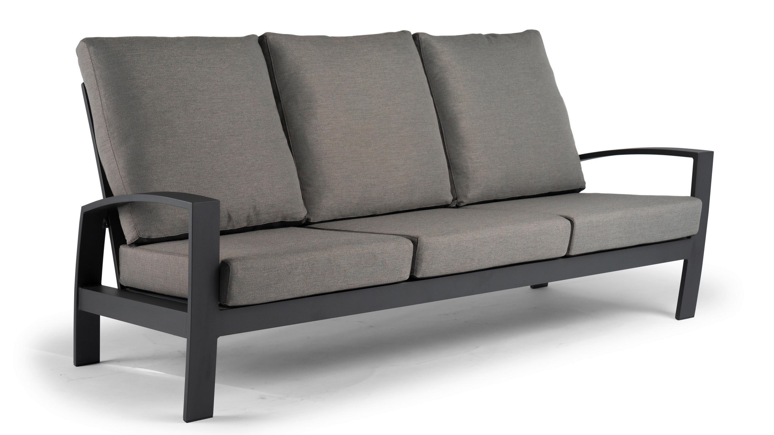 3-SITZER-BANK in Grau, Anthrazit - Anthrazit/Grau, Basics, Textil/Metall (199/88/88cm) - Tierra Outdoor