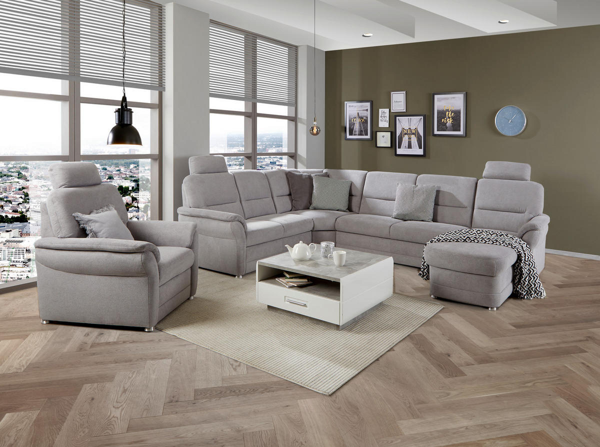WOHNLANDSCHAFT in Silberfarben  - Silberfarben, Modern, Holz/Holzwerkstoff (228/310/160cm) - Livetastic