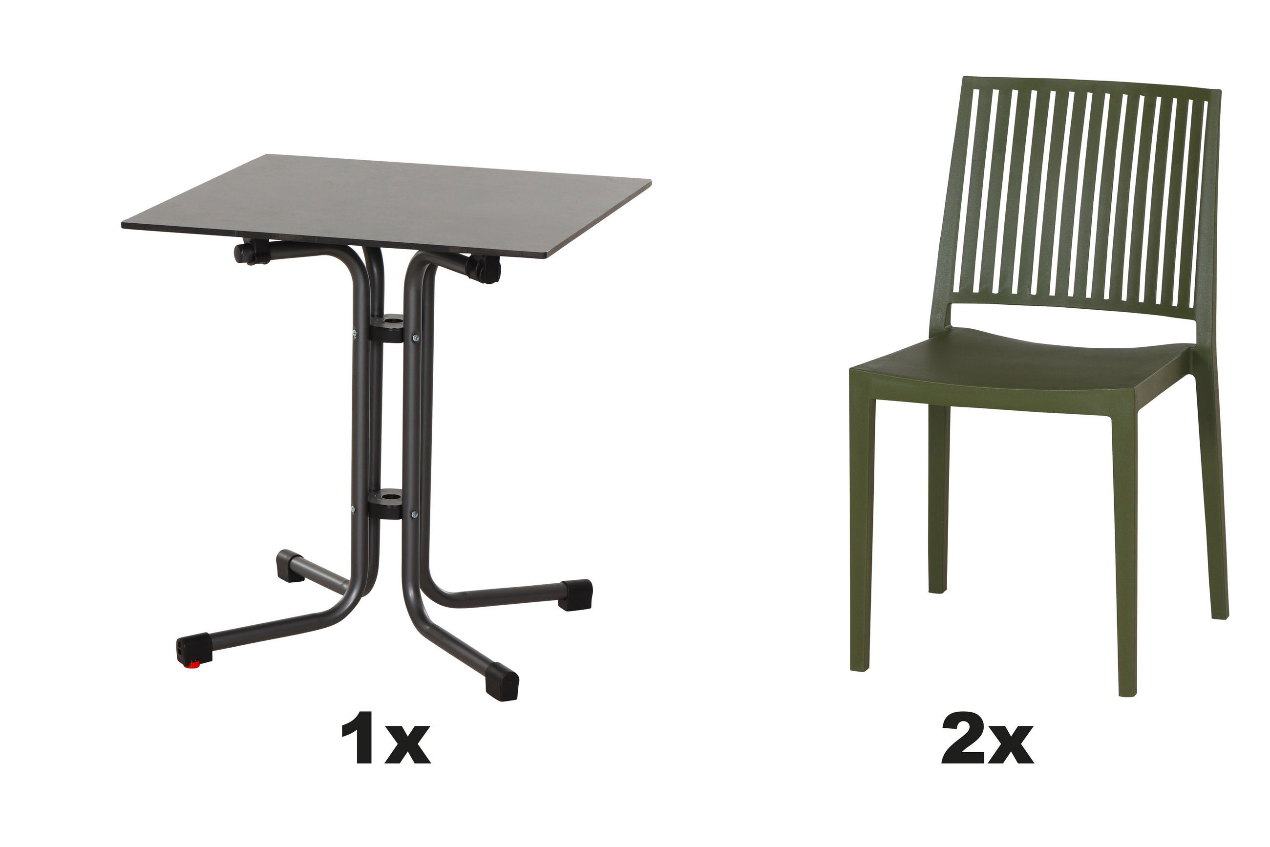 GARTENGARNITUR 3-teilig  - Anthrazit/Grün, Basics, Holzwerkstoff/Kunststoff (65/80/65cm) - Siena Garden