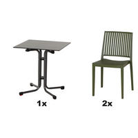 GARTENGARNITUR 3-teilig Stahl  - Anthrazit/Grün, Basics, Kunststoff/Metall (65/80/65cm) - Siena Garden