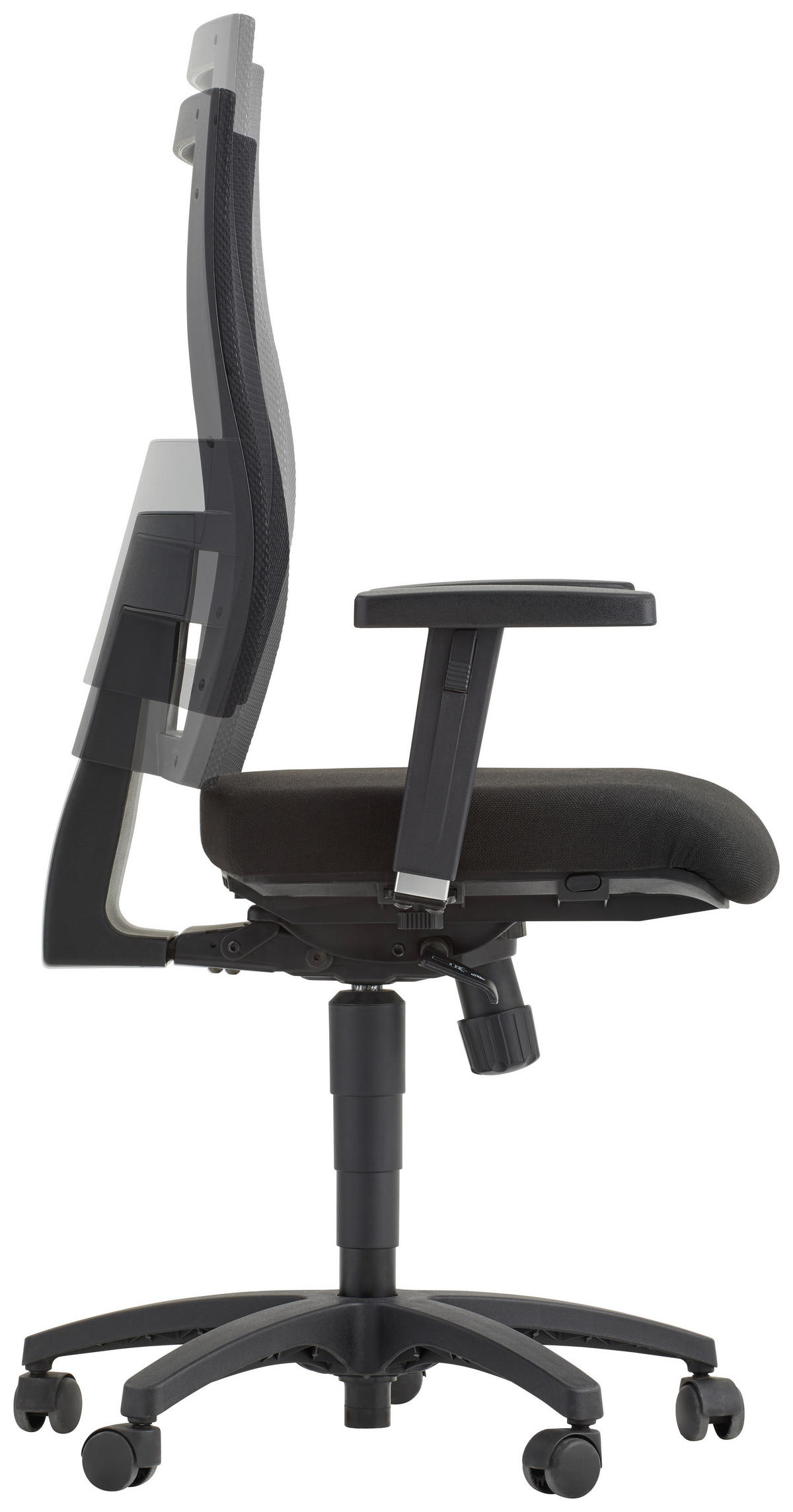 DREHSTUHL  in Netzbespannung, Mikrofaser Schwarz  - Schwarz, Design, Kunststoff/Textil (48/96-114/48cm) - Topstar