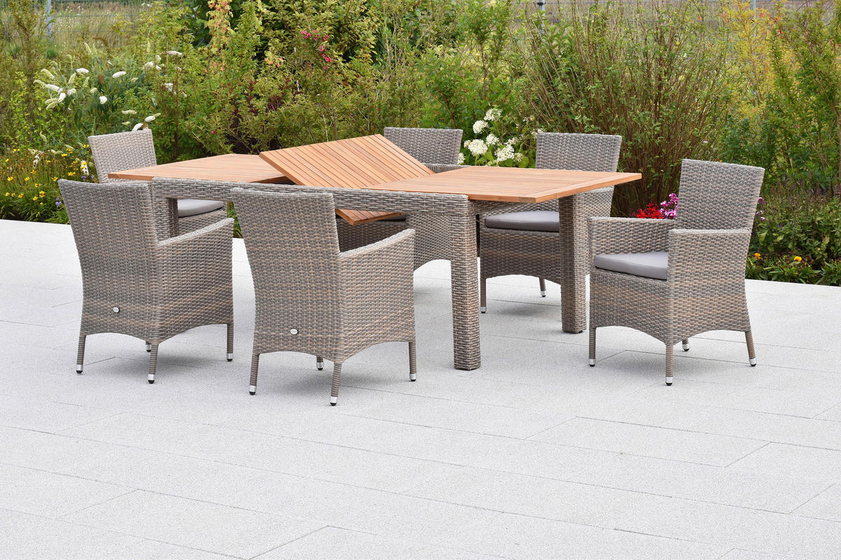 GARTENTISCH 180/100/76 cm Holz, Metall, Kunststoff rechteckig  - Beige, MODERN, Holz/Kunststoff (180/100/76cm) - Gardenson