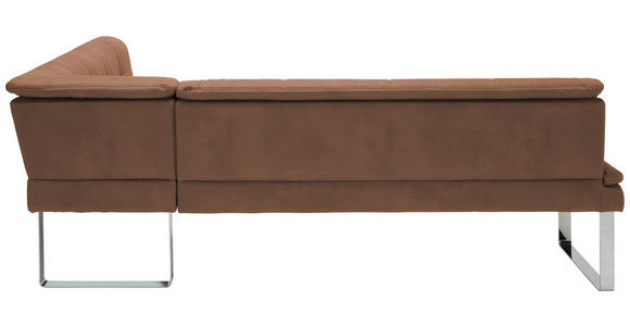 ECKBANK 253/174 cm in Chromfarben, Hellbraun - Chromfarben/Hellbraun, Design, Textil/Metall (253/174cm) - Novel
