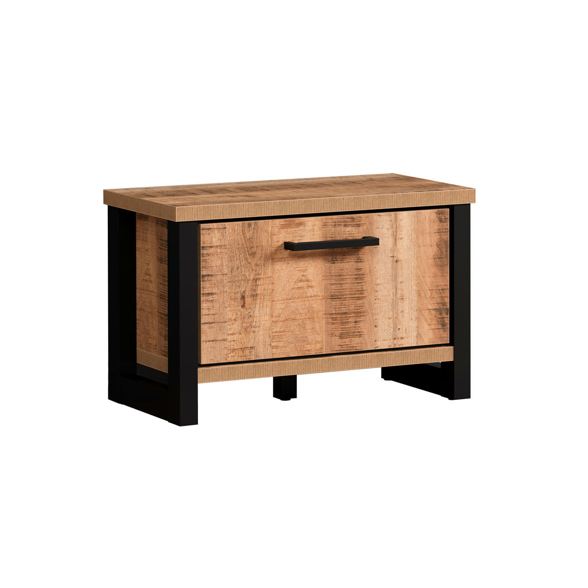 GARDEROBENBANK ENNA GD  in 73/47/39 cm  - Schwarz/Naturfarben, Basics, Holzwerkstoff/Metall (73/47/39cm) - MID.YOU