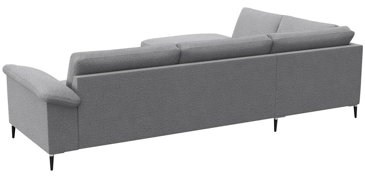 ECKSOFA Hellgrau Chenille, Webstoff, Flachgewebe  - Hellgrau/Alufarben, Design, Textil/Metall (225/279cm) - Livetastic