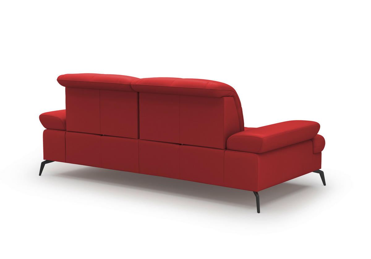 3-SITZER-SOFA in Leder Rot  - Rot/Schwarz, KONVENTIONELL, Leder/Metall (212/90/122cm) - Sit & More