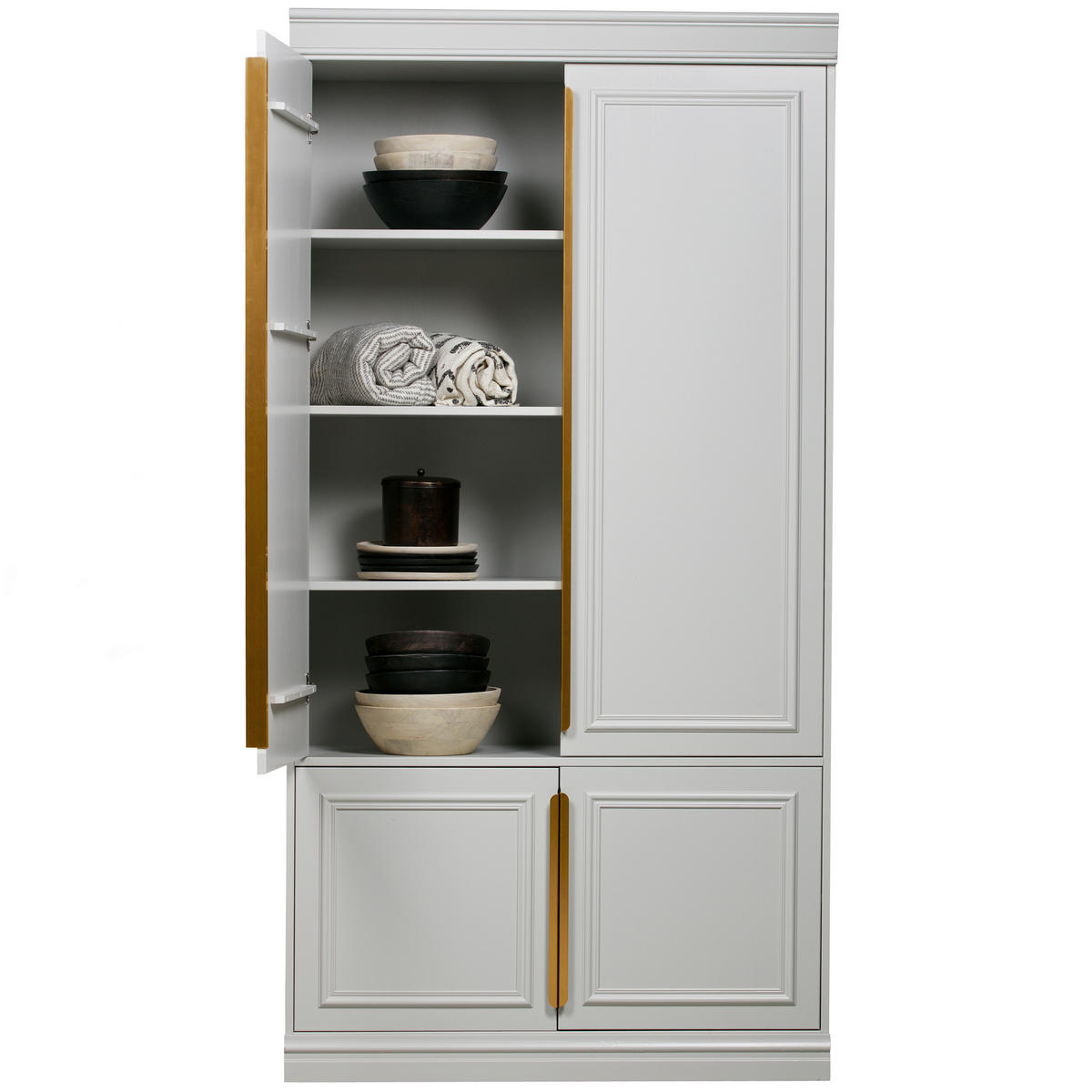 DREHTÜRENSCHRANK  in Grau  - Roségold/Grau, Basics, Holz/Metall (110/215/44cm) - MID.YOU