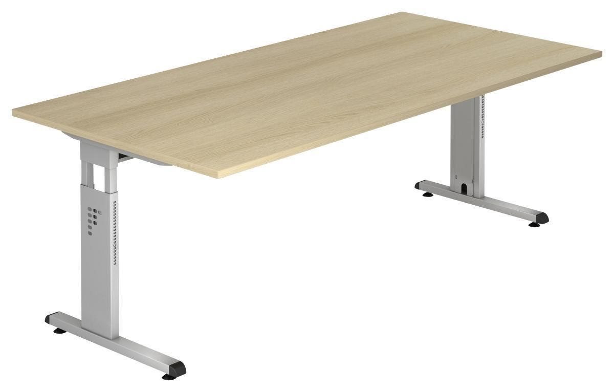 SCHREIBTISCH 200/100/65-85 cm  in Eichefarben  - Eichefarben/Silberfarben, KONVENTIONELL, Holzwerkstoff/Metall (200/100/65-85cm) - Venda
