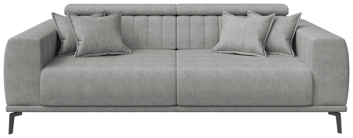 3-SITZER-SOFA Webstoff Grau  - Schwarz/Grau, KONVENTIONELL, Textil/Metall (240/80/110cm) - Carryhome