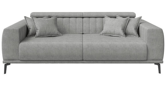 3-SITZER-SOFA  in Webstoff Grau  - Schwarz/Grau, KONVENTIONELL, Textil/Metall (240/80/113cm) - Carryhome
