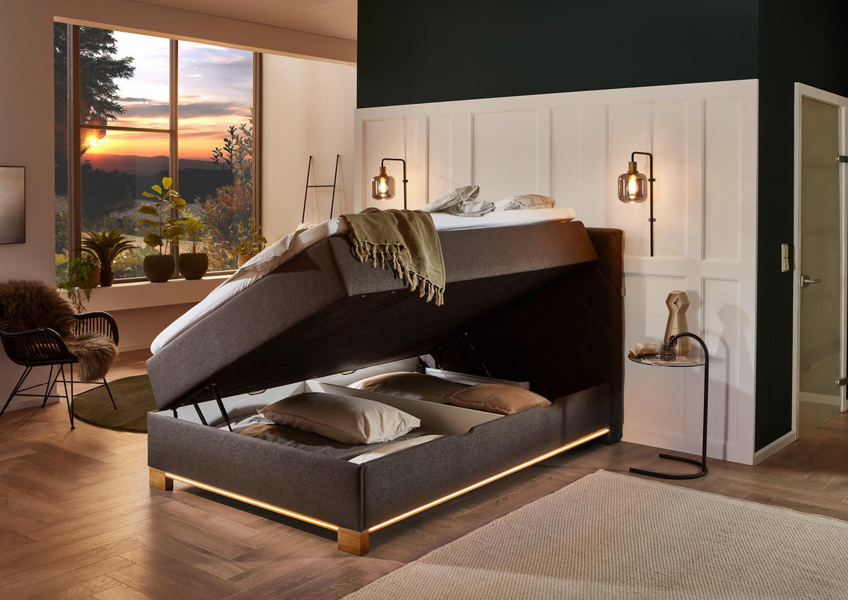 POSTEL BOXSPRING, 140/200 cm, antracitová - antracitová, Design, dřevo/kompozitní dřevo (140/200cm) - Xora