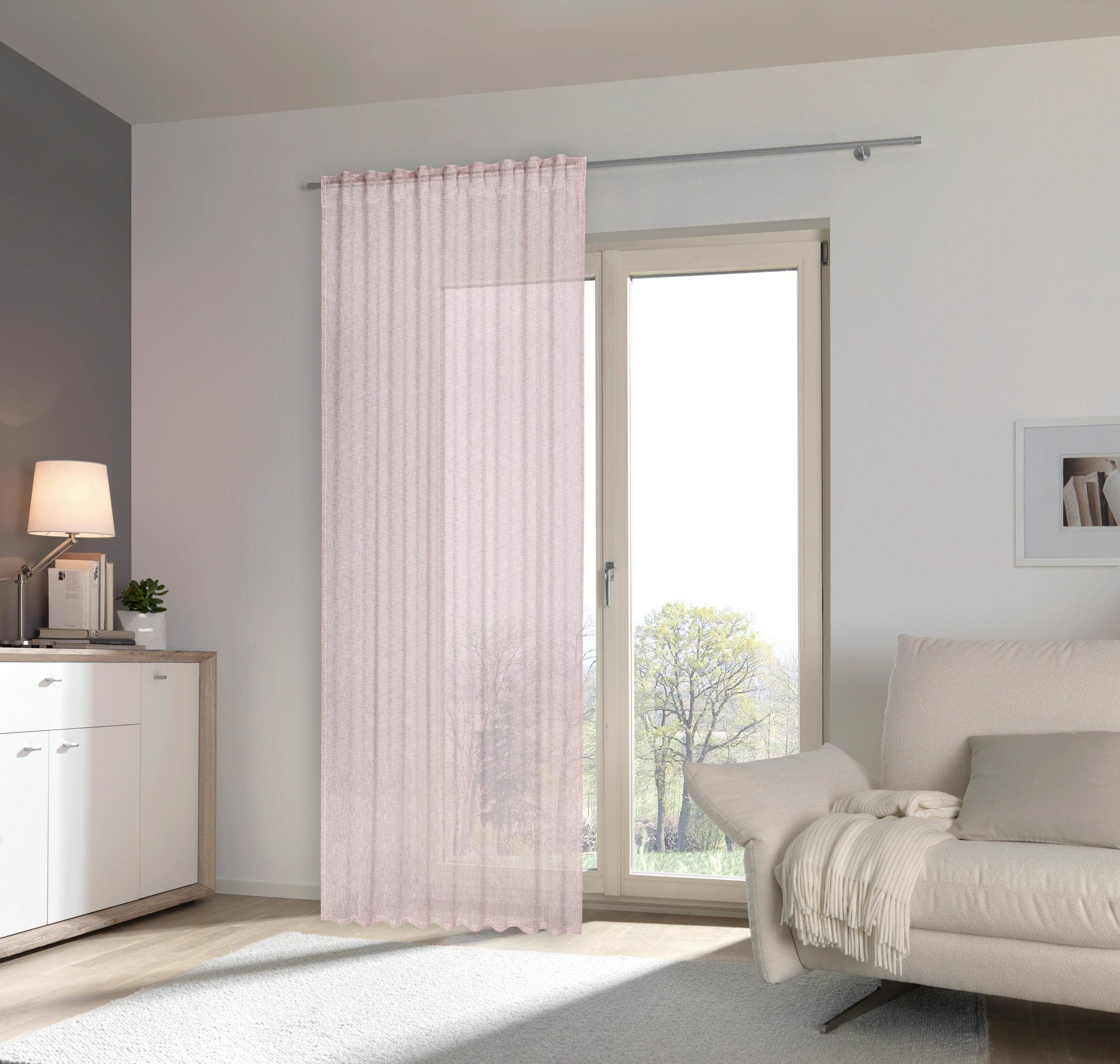 HOTOVÝ ZÁVES, polopriehľadné, 140/245 cm - ružová, Basics, textil (140/245cm) - Esposa