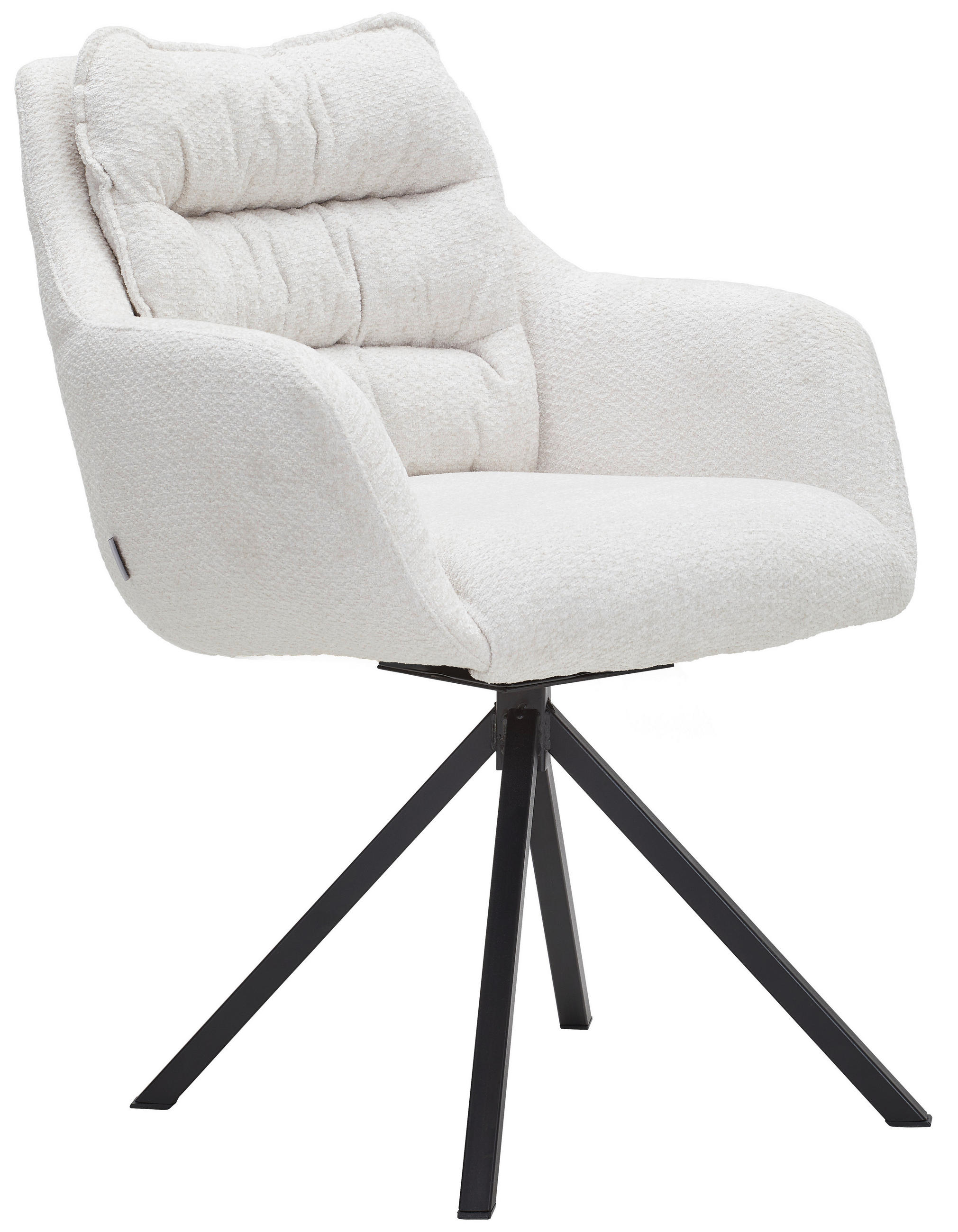 ARMLEHNSTUHL  in Stahl Chenille  - Beige/Schwarz, KONVENTIONELL, Textil/Metall (59/86/69,5cm) - Linea Natura