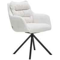 ARMLEHNSTUHL  in Stahl Chenille  - Beige/Schwarz, KONVENTIONELL, Textil/Metall (59/86/69,5cm) - Linea Natura