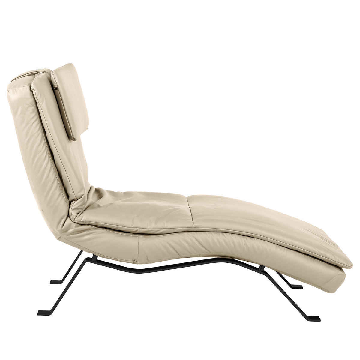 RELAXLIEGE Echtleder Grau  - Schwarz/Grau, Design, Leder/Metall (65/95/171cm) - Celina Home