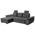 ECKSOFA in Mikrovelours Grau  - Schwarz/Grau, KONVENTIONELL, Kunststoff/Textil (170/275cm) - Carryhome