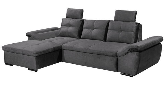 ECKSOFA in Mikrovelours Grau  - Schwarz/Grau, KONVENTIONELL, Kunststoff/Textil (170/275cm) - Carryhome