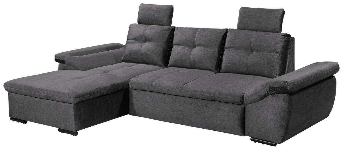 ECKSOFA in Mikrovelours Grau  - Schwarz/Grau, Konventionell, Kunststoff/Textil (170/275cm) - Carryhome