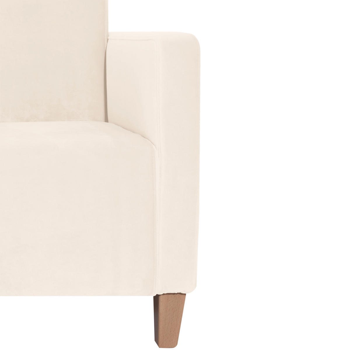 SESSEL Samt, Velours Creme    - Creme/Naturfarben, Design, Holz/Textil (71/81/70cm) - Max Winzer