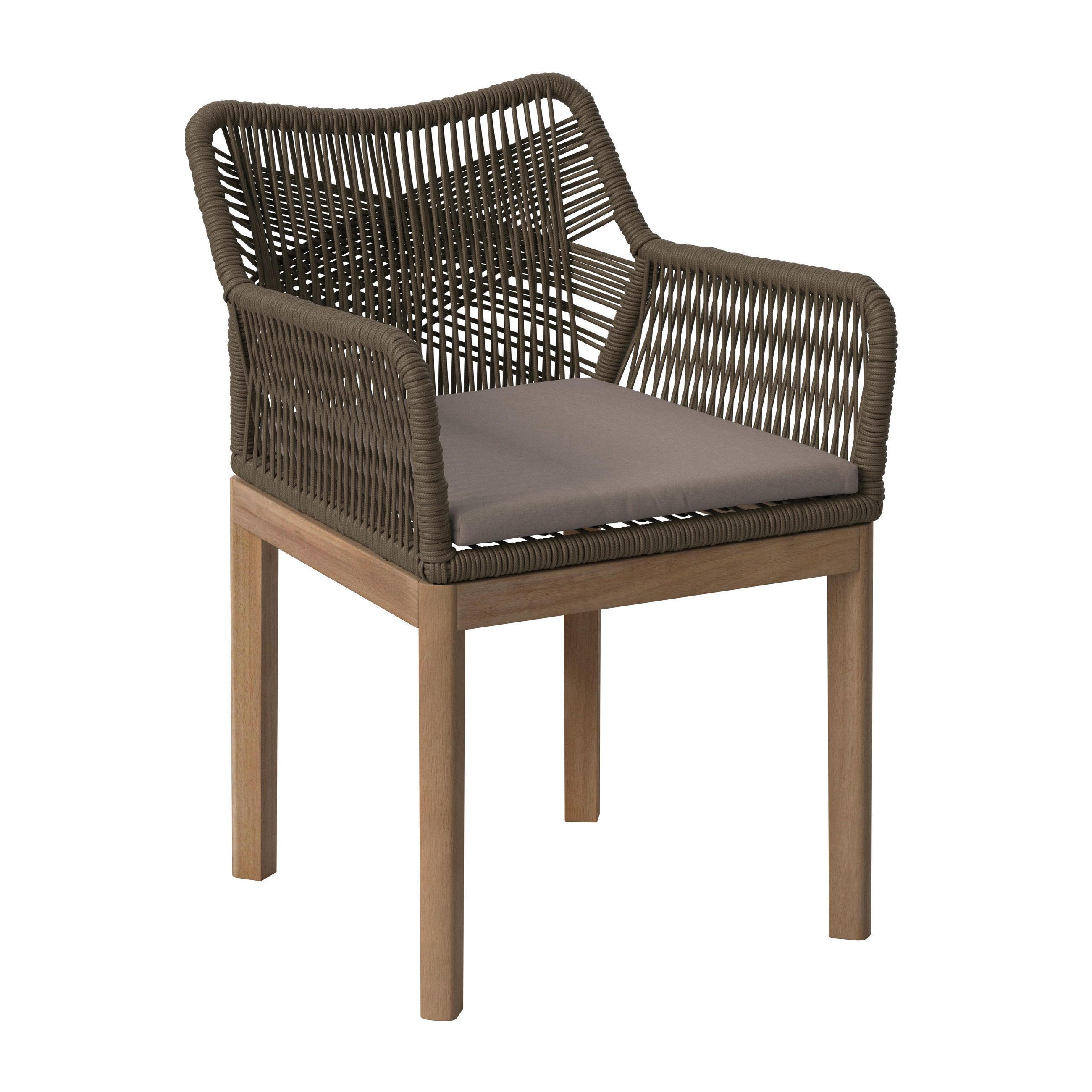 Fotoliu Pentru Grădină in lemn, metal, plastic, textil gri deschis, culoare lemn tec  - gri deschis/culoare lemn tec, Modern, plastic/lemn (58/64/81cm) - Ambia Garden