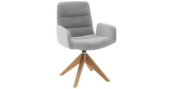 ARMLEHNSTUHL  in Cord  - Naturfarben/Grau, Design, Holz/Textil (61/88/66cm) - Dieter Knoll