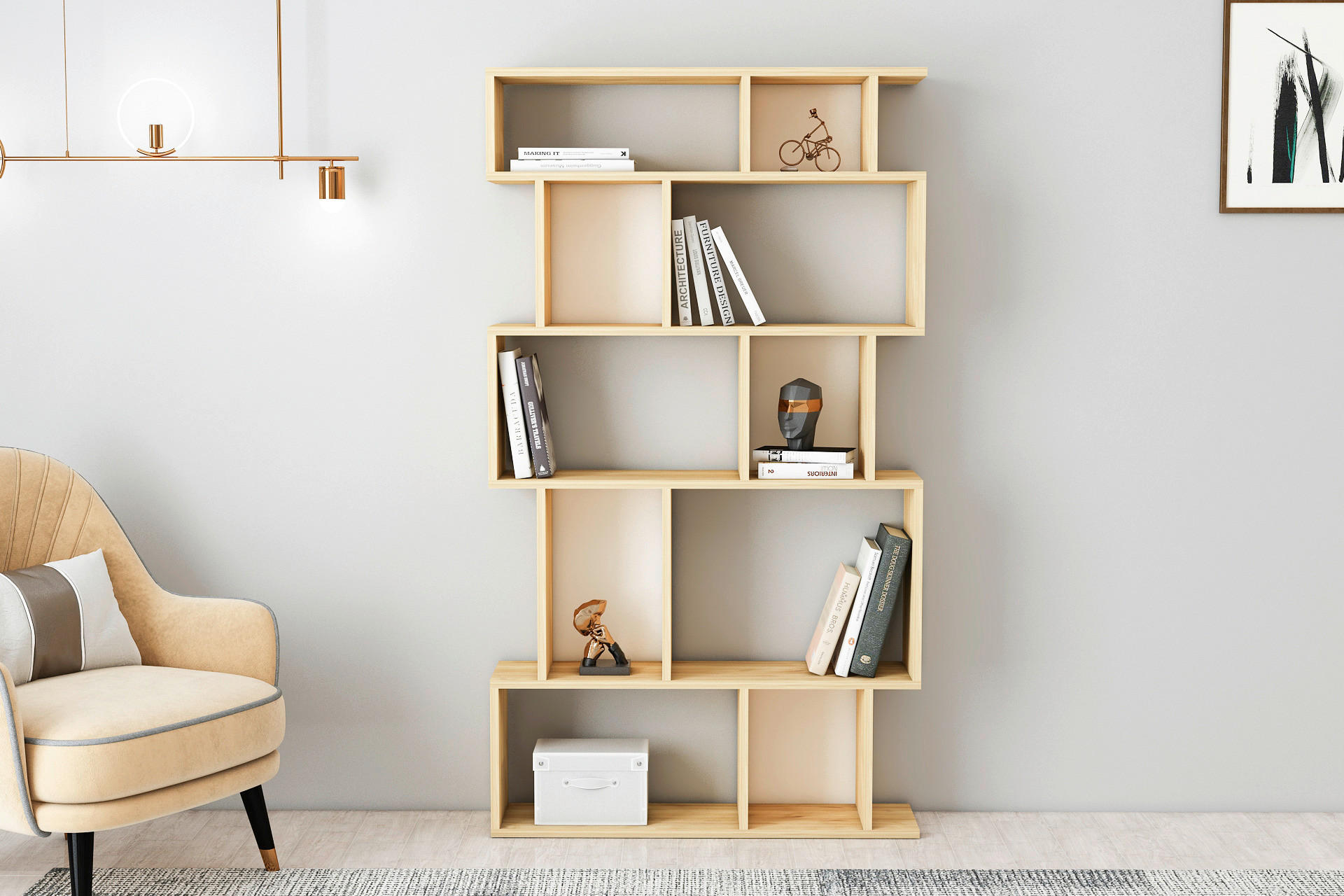 Thumbnail - Livetastic Regal Zurich, Eiche, Holzwerkstoff, 90x160x22 cm, Wohnzimmer, Regale, Bücherregale