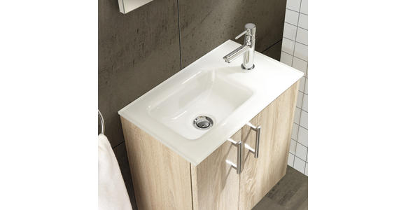 GÄSTEBAD 50 cm - Eichefarben/Weiß, Design, Holzwerkstoff/Stein (50cm) - Novel