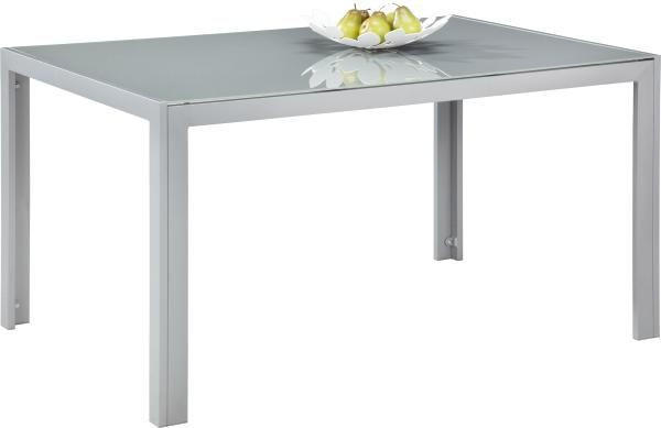VRTNA MIZA kovina, steklo siva, srebrne barve  - srebrne barve/siva, Basics, kovina/steklo (140/90/72cm) - Ambia Garden