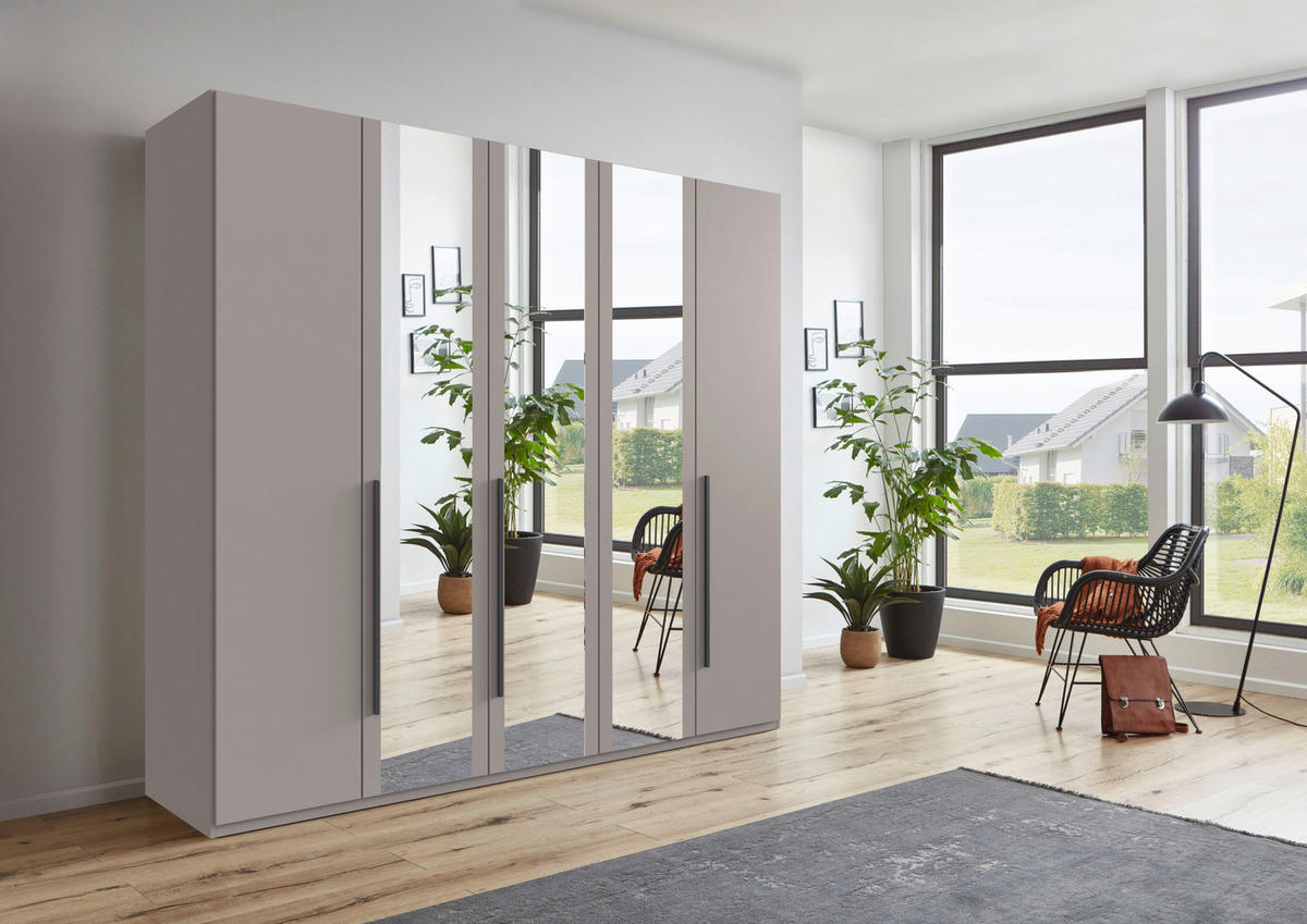 DREHTÜRENSCHRANK  in Graphitfarben, Sahara  - Graphitfarben/Sahara, MODERN, Glas/Holzwerkstoff (225/208/58cm) - Chameo