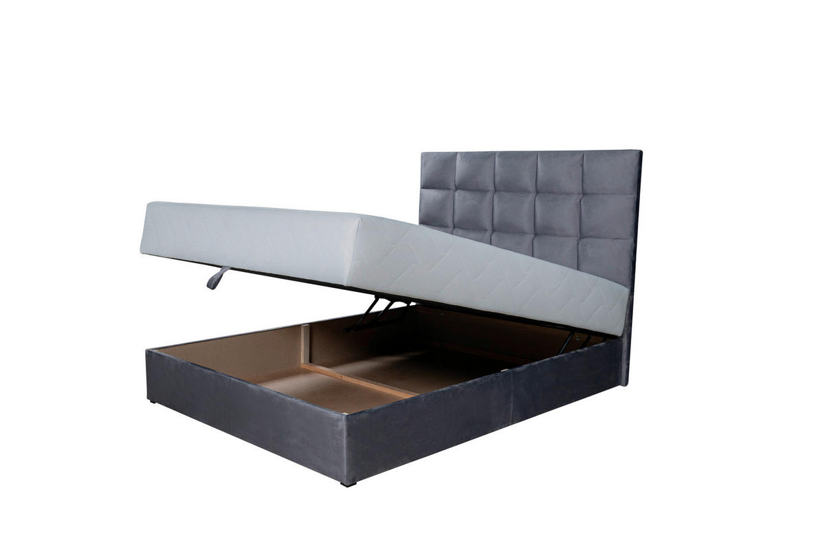 KREVET     siva  - siva, Konvencionalno, tekstil/drvo (210/160/130cm) - Xora