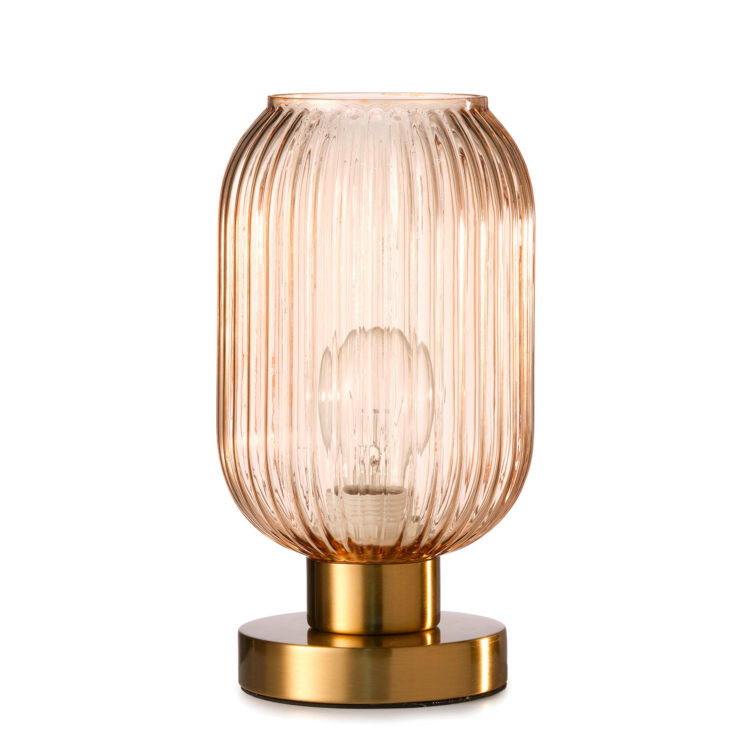 TISCHLEUCHTE 5900 DOROTY 15/15/25 cm   - Bernsteinfarben/Cappuccino, KONVENTIONELL, Glas/Kunststoff (15/15/25cm)
