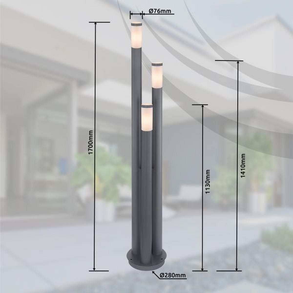 CESTNA SVETILKA  Boston      28/170 cm       - opal/antracit, Basics, kovina/umetna masa (28/170cm) - Globo