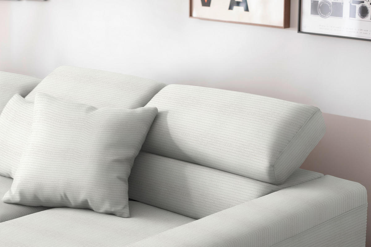 ECKSOFA Cord Weiss  - Weiss/Schwarz, Design, Textil/Metall (293/215-217cm) - Schöner Wohnen