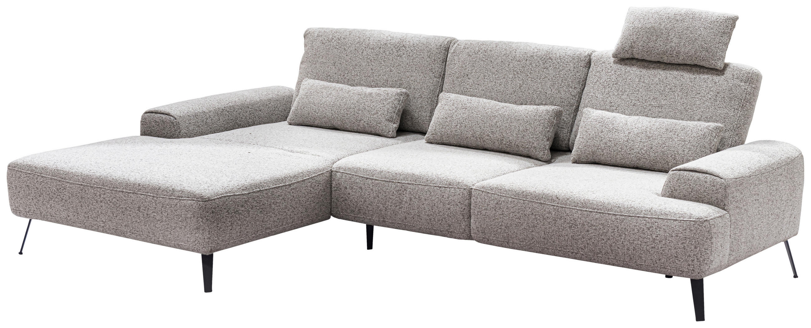 ECKSOFA in Flachgewebe Beige  - Beige/Schwarz, Design, Textil/Metall (178/305cm) - Livetastic