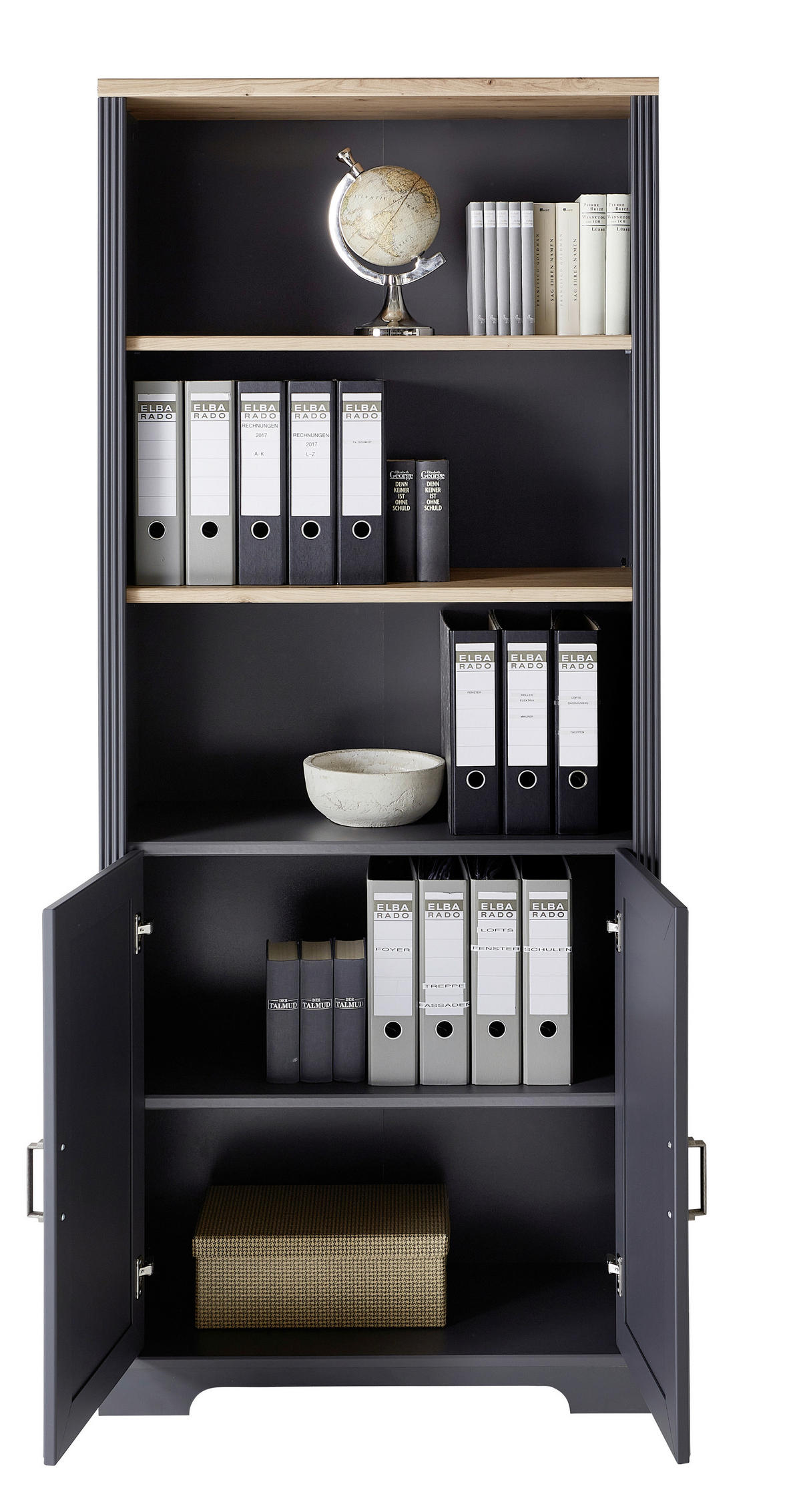 Dulap Pentru Acte  86/204/38 cm  - grafit/stejar Artisan, Romantik / Landhaus, material pe bază de lemn (86/204/38cm) - Landscape