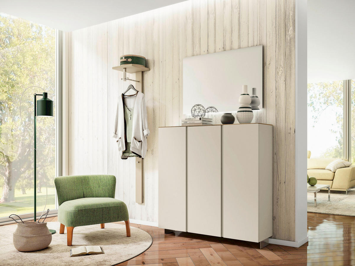 SCHUHSCHRANK Eichefarben, Sandfarben  - Sandfarben/Eichefarben, Design, Holzwerkstoff (121/111/33cm) - Moderano