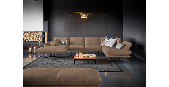 WOHNLANDSCHAFT in Echtleder Greige - Greige/Schwarz, Natur, Leder/Metall (155/359/217cm) - Dieter Knoll