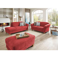 HOCKER in Textil Rot  - Rot/Naturfarben, Konventionell, Holz/Textil (101/45/66cm) - Sit & More
