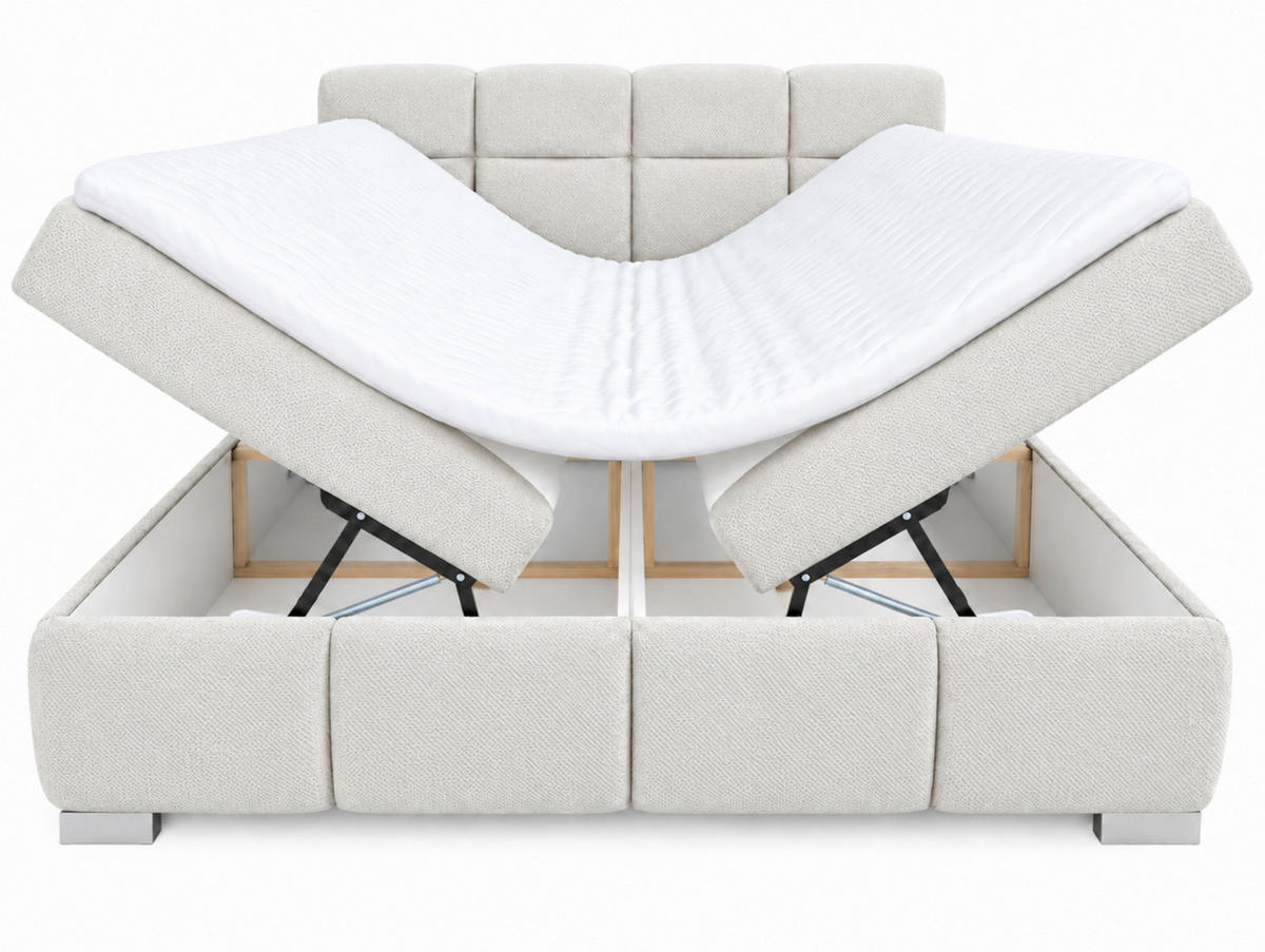 BOXBETT 180/200 cm,  in Perlmutt, Bettkasten, Topper,  - Chromfarben/Perlmutt, MODERN, Holz/Kunststoff (180/200cm) - MID.YOU