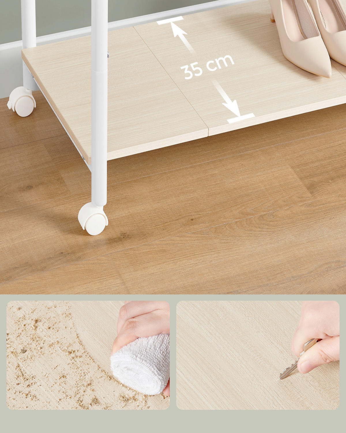 KLEIDERWAGEN in Naturfarben, Weiß 98,5/156,8/39,6 cm   - Naturfarben/Weiß, Basics, Holzwerkstoff/Kunststoff (98,5/156,8/39,6cm)