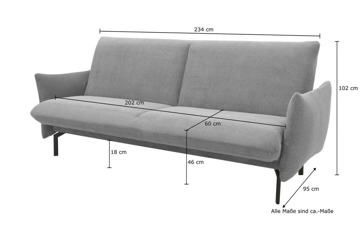 SCHLAFSOFA in Mikrofaser Blau  - Blau/Schwarz, Design, Textil/Metall (234/102/95cm) - MID.YOU