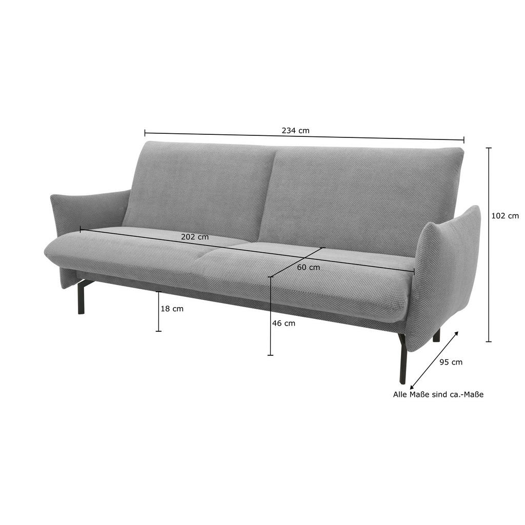 Thumbnail - Mid.you Schlafsofa, Silber, Textil, Uni, 2-Sitzer, 234x102x95 cm, Made in EU, FSC Mix, Liegefunktion, Schlafen auf Sitzh...