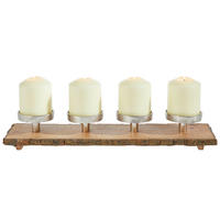 KERZENHALTER - Silberfarben/Naturfarben, Basics, Holz/Metall (48/12/8cm) - X-Mas