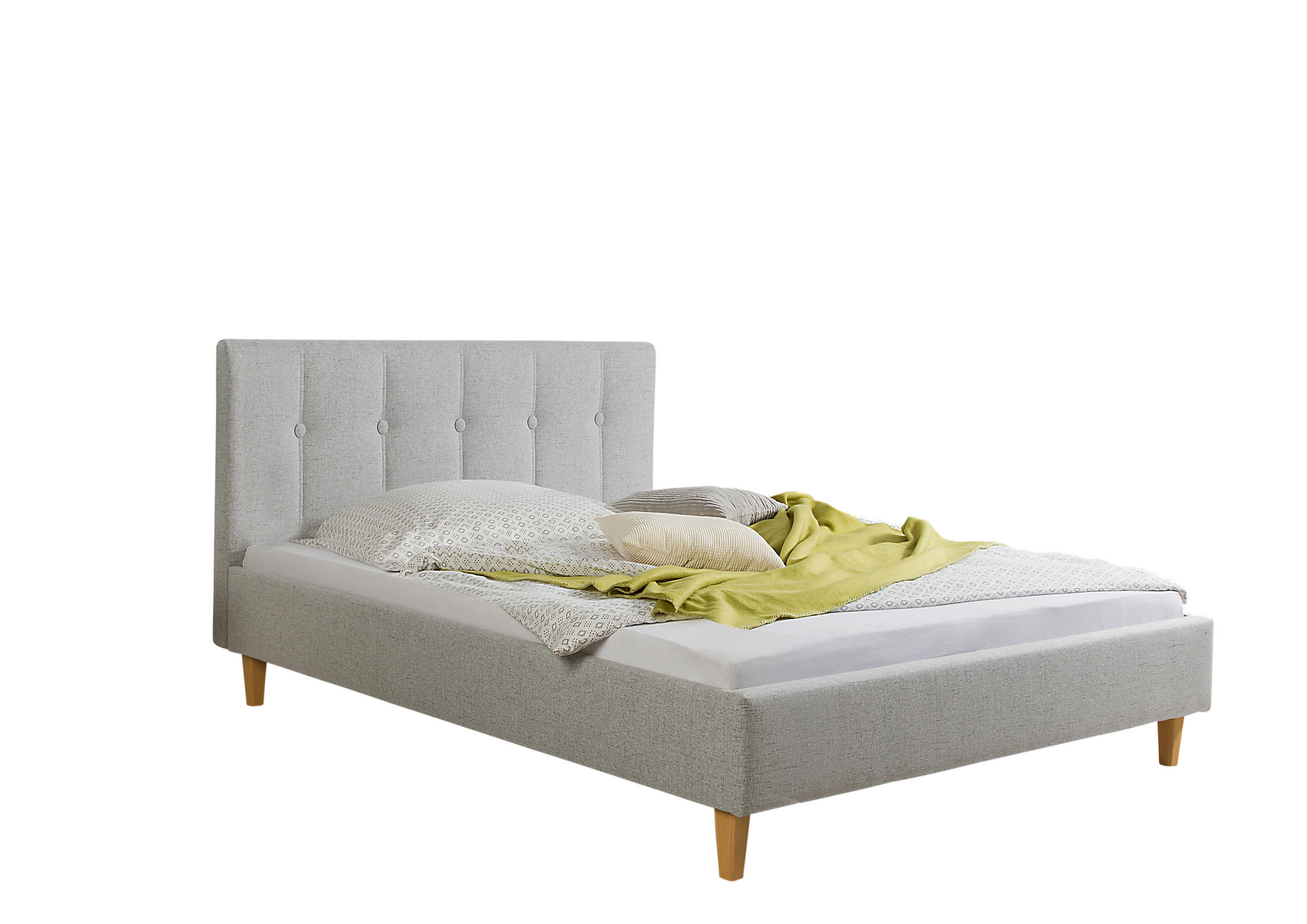 POLSTERBETT  in Hellgrau,  - Hellgrau/Naturfarben, MODERN, Holz/Textil (145/99/216cm) - Livetastic