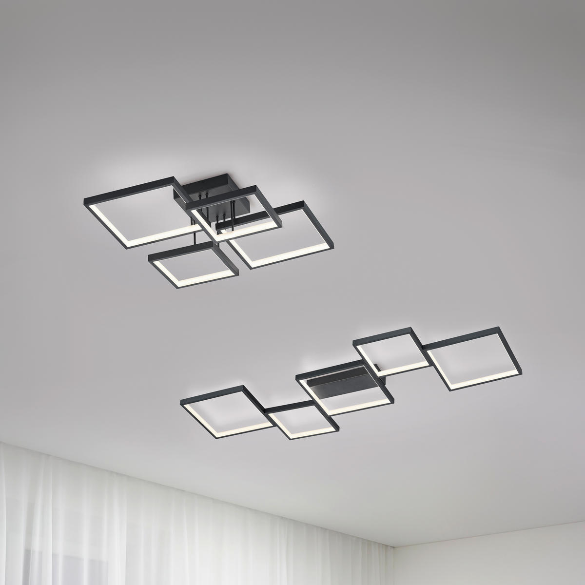 LED-DECKENLEUCHTE - Schwarz/Weiß, Basics, Kunststoff/Metall (52,5/16,0/52,5cm) - Trio Leuchten
