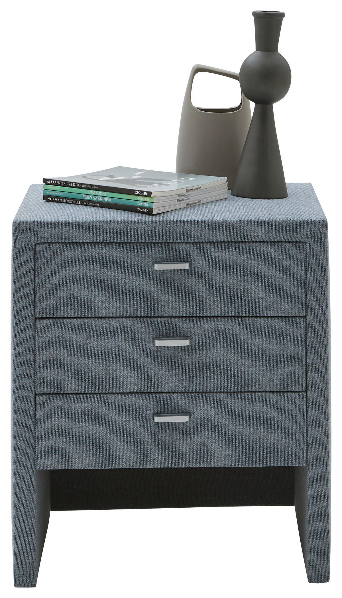NACHTSCHRANK 48/55/40 cm  - Graublau/Silberfarben, KONVENTIONELL, Textil/Metall (48/55/40cm) - Voleo