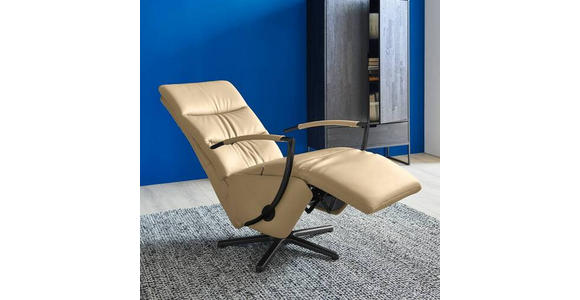 RELAXSESSEL in Leder Cappuccino  - Schwarz/Cappuccino, Design, Leder/Metall (64/112/80cm) - Cantus