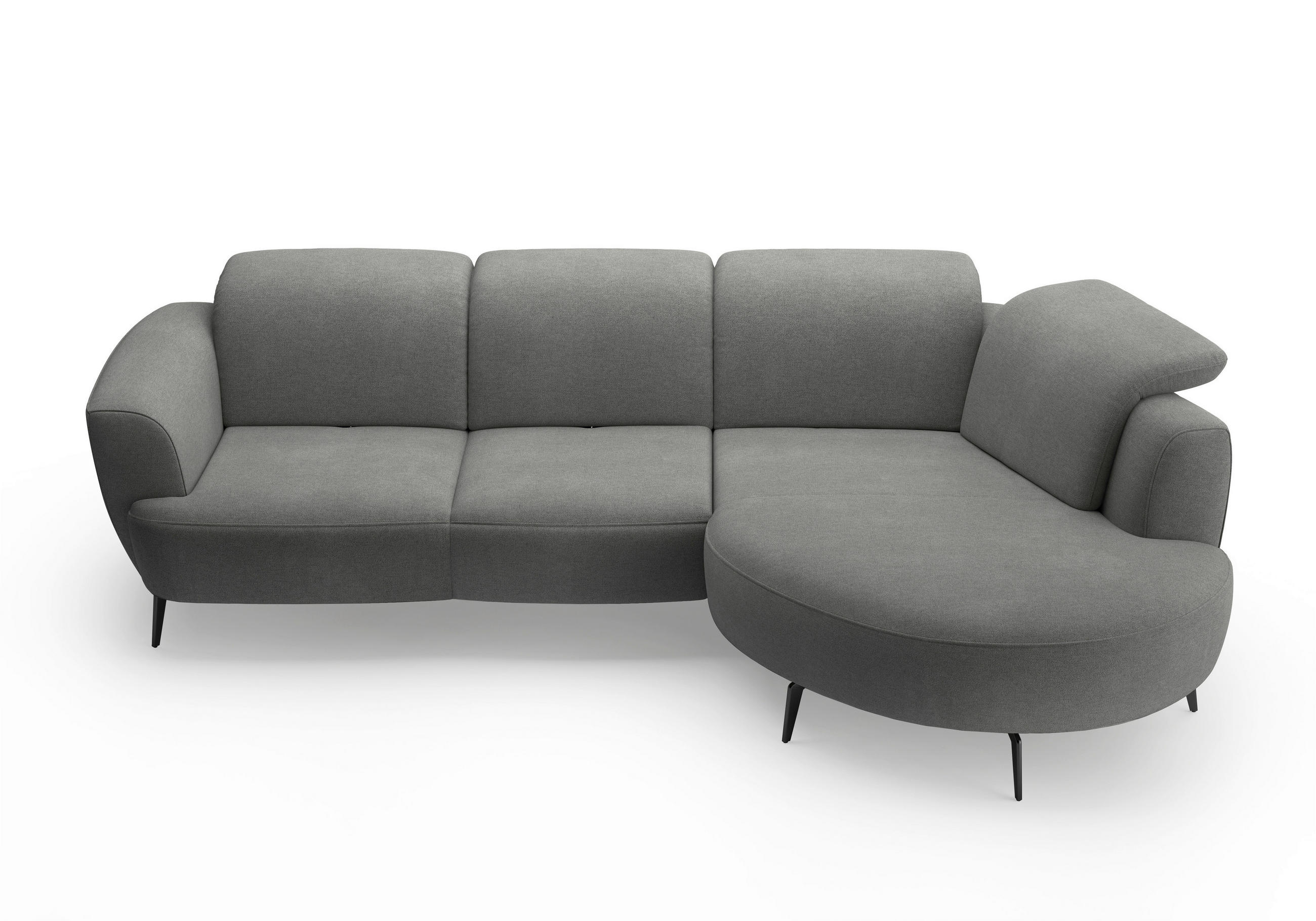 ECKSOFA in Mikrofaser Schlammfarben  - Schlammfarben/Schwarz, Konventionell, Textil/Metall (309/199cm) - Sit & More